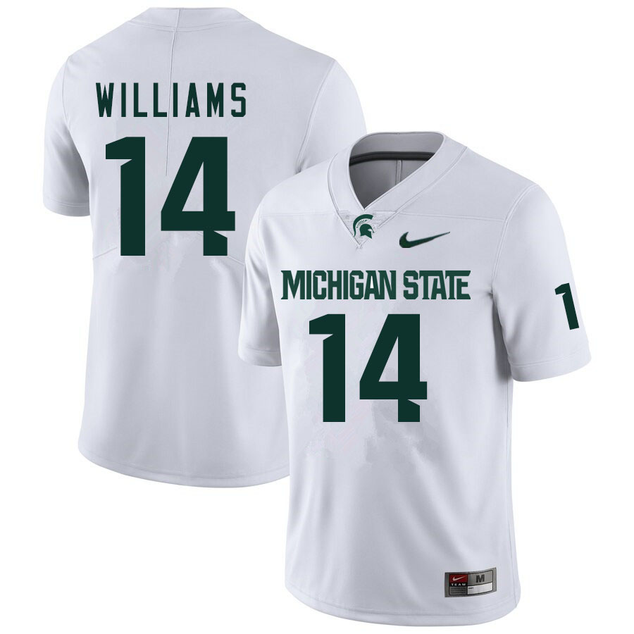 Men #14 Davion Williams Michigan State Spartans College Football Jerseys Sale-White